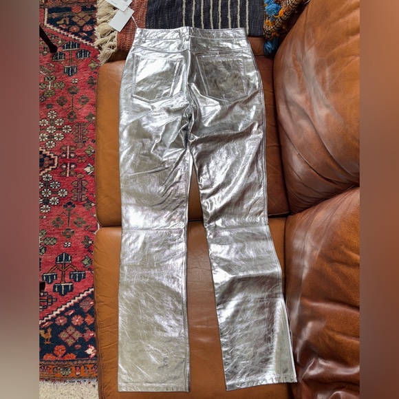 Helmut Lang Silver Leather Pants ✨ BNWT 🚀 Size 6 - Picture 5 of 12